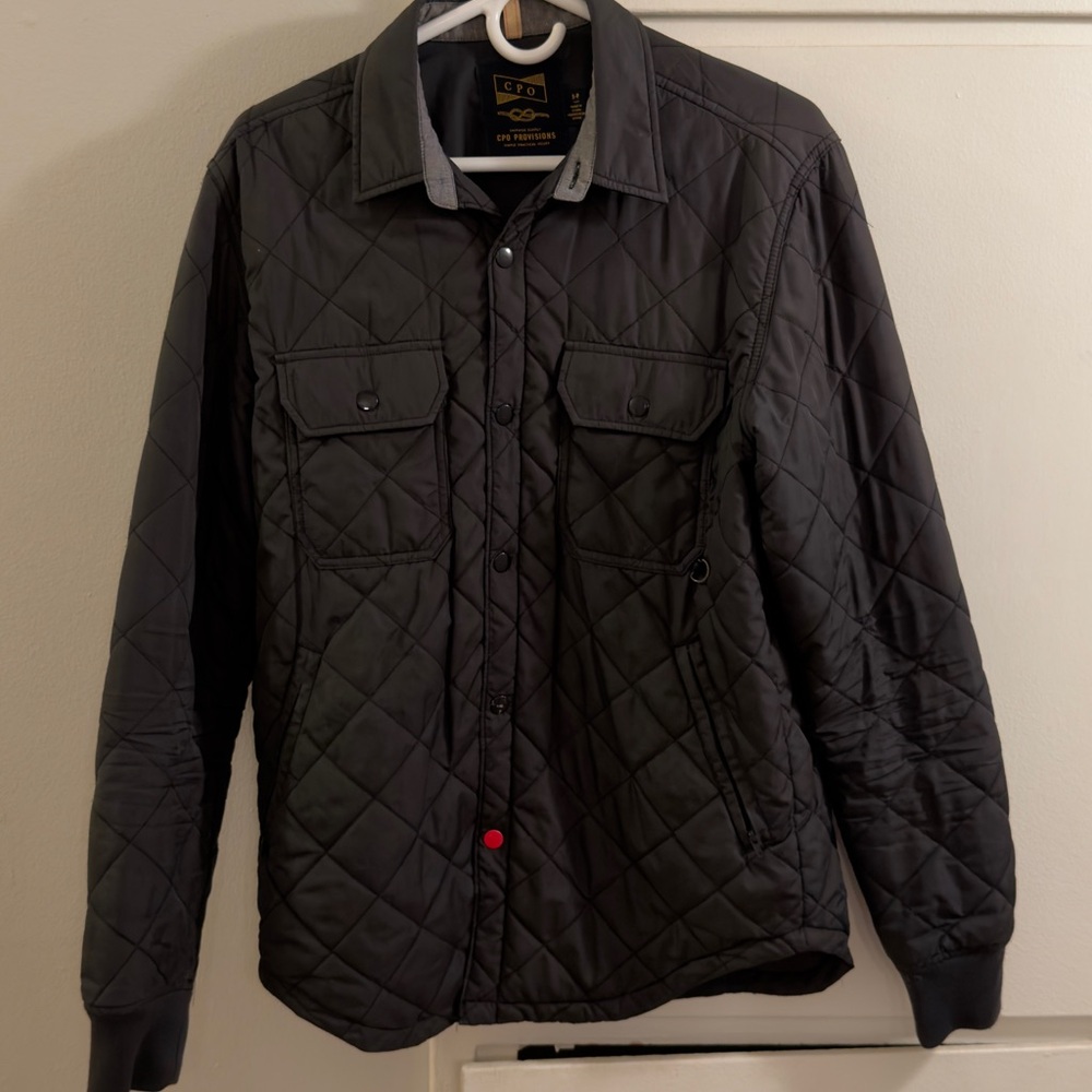 Men's Quilted Black Shirt Jacket